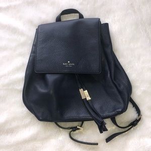 Navy Kate Spade Pebbled Leather Backpack